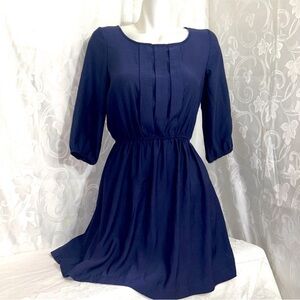 Cotton On Navy Ruched Bohemian Quarter Sleeve Mini Skater Dress